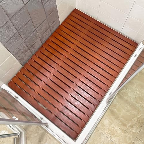 Rutschfeste Bambus-Badematte für Dusche, Walnussholz, wasserdicht, rechteckig, Duckboard-Matte, Zuhause, Spa, Badewannenbrett (30,5 x 30,5 cm), Holz-Duschmatte für Badezimmer