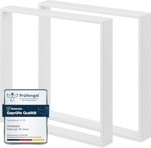 PROVENEDI - 2X Tisch-KUFEN weiß | Tisch-Gestell 70x70 cm | Einfache Montage | Tisch-Beine aus Metall in Industrial Matt | Ideal für DIY-Projekte wie Esstisch, Schreibtisch, Wohnzimmertisch