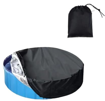 Outdoor Swimming Pool Cover - 4 FT Foldable UV Resistant Round Paddling Pool Cover, Hot Tubs Cover, Garden Plastic Inflatable Tubs Lid for Dog Pool - 122 * 30CM