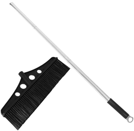 CALLARON Garden Broom Outdoor Push Sweeper for Patio Cleaning Heavy Duty Wide Angle Brooms Detachable Handle Stainless Steel Commercial Cleaner for Deck Scrubbing