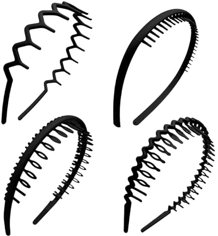 4 Pièce Serre-Têtes Sportifs Motif Dents de Requin,À Cheveux Bandeaux Plastique De Forme Ondulée Accessoire,Bandeau en Zig Zag,Bandeau en Forme Dents Requin,pour cheveux fins et confortables