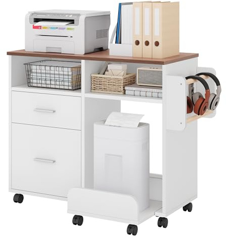 YITAHOME Mobiler Aktenschrank mit abnehmbarem Boden & Hängestange, Weiß | Aktenaufbewahrung Organizer mit 10 Rollen, Aktenschrank für Home Office