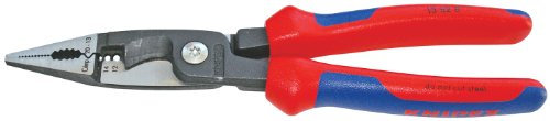 Knipex Tools 13 82 8, 6 in 1 Electrical Installation Pliers with Comfort Grip Handle, Red and Blue