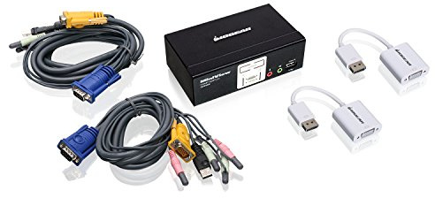 IOGEAR 2-Port VGA and DisplayPort KVMP Kit with Audio and OSD, GCS1802DPKIT
