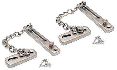 NUZAMAS 2 di serratura a catena per porta in acciaio inossidabile, sicurezza della serratura della porta secondaria, limitatore della porta anteriore, restrittore della porta esterna