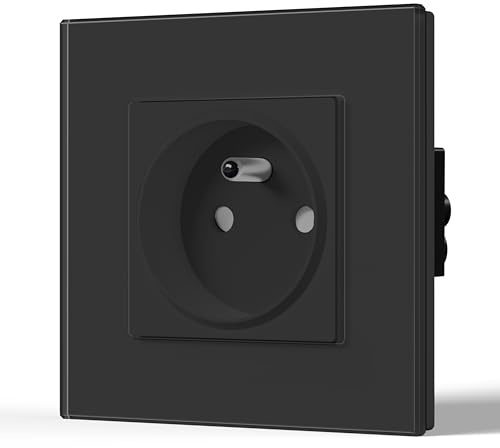 BSEED Prise Electrique Murale Prise Encastrable 86 * 86mm Noir