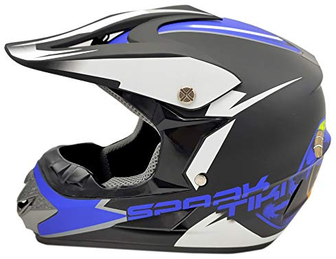 Woljay Motoradhelme Motocross Helm Cross ATV BMX Erwachsene (M, Blau)