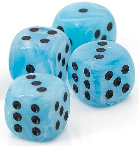 W6 Würfel himmelblau/schwarz - Made in Germany! - 5Stk