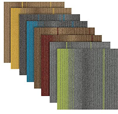 Nylon Teppichfliesen 50x50 cm - Sheffield - selbstliegend & rutschhemmend - Fliesen Teppichboden Auslegware Fußbodenbelag - in 4 Farbsets erhältlich & kreativ kombinierbar (Rot 133f28)