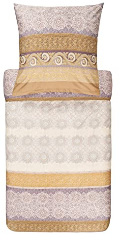 Bassetti Bettwäsche Garnitur Tremezzo V41 Beige 2 TLG. Mako-Satin mit Reißverschluss, Maße: 155cm x 220cm, 80cm x 80cm, 9320482
