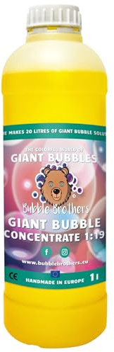 Bubble Brothers tvålbubblor påfyllningsflaska 5 l såpbubbelvätska tvålbubbellösning koncentrat för jättetvålbubblor, stabila tvålbubblor (1 x 20 l)