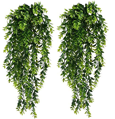2Pcs Artificial Trailing Plants， Fake Hanging Plants Faux Foliage Greenery Plant, for Garden Hanging Pot Basket Decor