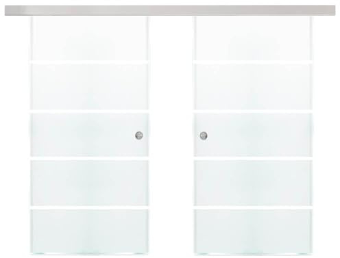 Home Deluxe - Doppelglasschiebetür SIRENA - Milchglas mit Streifen - 205 x 90 cm, inkl. Gleitschiene und Zubehör I Glastür Wohnungstür Innentür