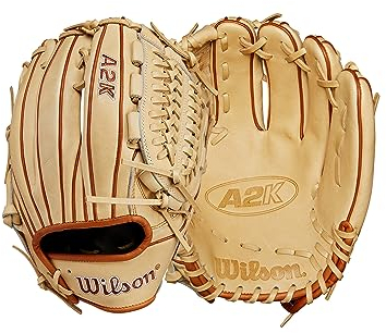 WILSON Unisex – Erwachsene A2K Pitcher's Baseballhandschuh, Blond/Sattelbraun, 11.75
