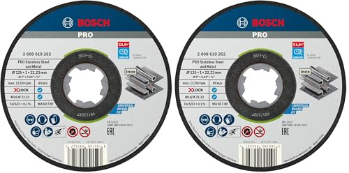Bosch Professional 10 Stück gerade Trennscheibe Standard (für Inox, X-LOCK, Ø125 mm, BohrungsØ: 22,23 mm, Dicke:1 mm) (Packung mit 2)