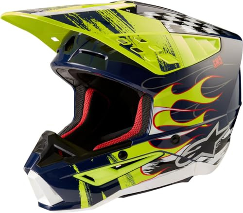 Alpinestars SM5 Helm Motocross Rash Neongelb dunkelblau (XL)