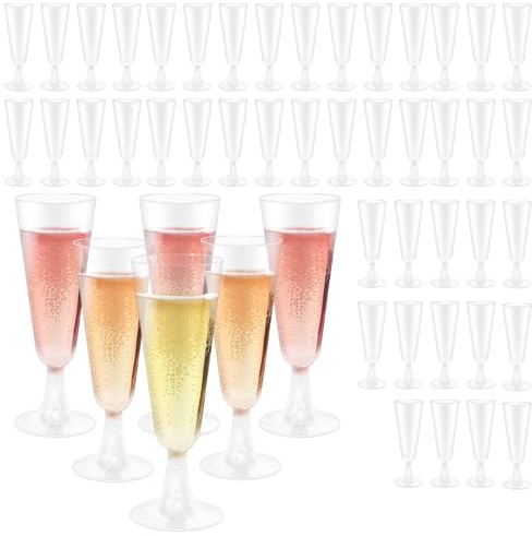 Aerzouser 50 Pezzi Flute Plastica, 160ml Bicchieri Champagne, Bicchieri Spumante Plastica Per I Calici Da Champagne Della Festa