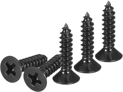 DTGN 100Pcs #6x5/8 Flat Head Wood Screws, 304 Stainless Steel Phillips Self Tapping Screws - Good for Woodworking, Furniture - Black