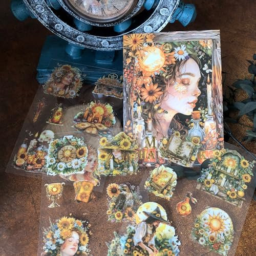 Arpaper Scrapbook Stickers PET Magische Stickers 20 Blätter für Bullet Journal Zubehör Decorative,Album Craft Calendar,Card Making,Laptop,DIY Art(Magic Manual 1)