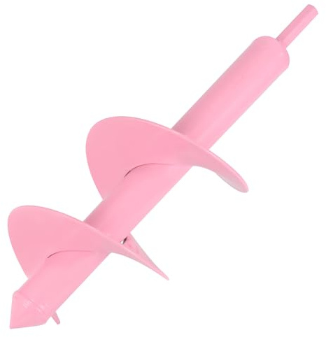 4 x 12 Inch Auger Drill Bit for Planting Digging, Garden Plant Flower Bulb Auger Spiral Hole Drill Rapid Bulb Planter Earth Auger Bit Post or Umbrella Hole Digger for 3/8 Hex Drive Drill, Pretty Pink