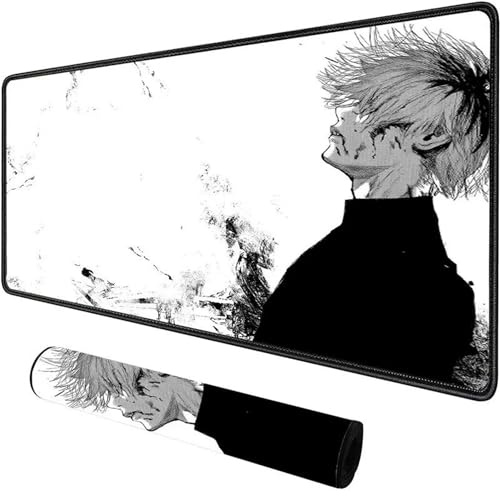 Tokyo Ghoul Mauspad, schwarz-weiß, Anime-Mauspad, groß, XXL-Mauspad, 900 x 400, Schreibtischunterlage, wasserdicht, rutschfest, Kaneki Ken