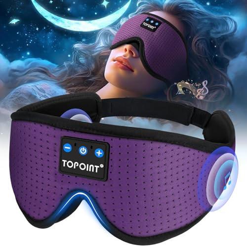 Bluetooth Sleep Mask Headphones, TOPOINT Wireless 3D Eye Mask with Bluetooth Headphones Eye Mask for Sleeping,Upgraded 200% Breathability Sleeping Earphones for Travel/Nap/Yoga/Meditation/Relaxation
