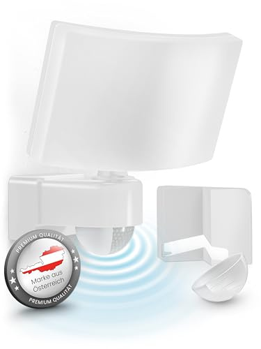 MATO Lumax LED Strahler mit Bewegungsmelder Außen - 30W Wand Außenleuchte inkl. Eck-Adapter - 3000K warmweiß, IP65 - Aussenlampe, Außenstrahler, Wandstrahler, Wandleuchte