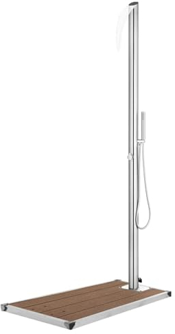 Bulliing Gartendusche mit Brauner Gartendusche Aussendusche Bodendusche Outdoor Bodenplatte 225 cm Edelstahl
