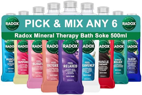 Pick and Mix Any 6 Radox Mineral Therapy Bath Soak with Nature Inspired Unique Blend of Herbs for Men and Women pH Skin Neutrally Blended for All Skin Types Body Cleanser, 500 ml