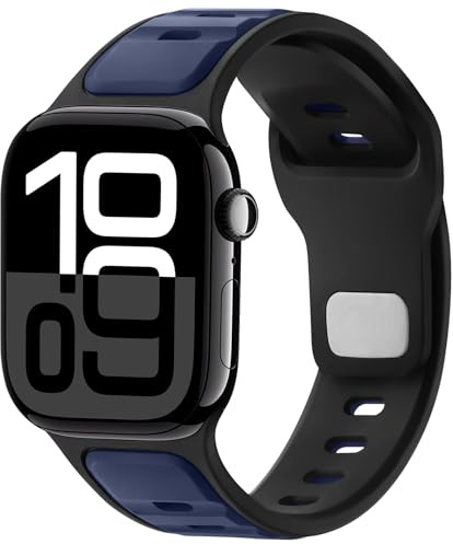 Anlinser Sport Straps Compatible with Apple Watch Strap 42mm 41mm 40mm 38mm for Women Men, Silicone Loop Band Designed for iWatch Series 11 10 9 8 7 6 5-1 SE, Navy