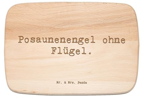 Mr. & Mrs. Panda Frühstücksbrett Spruch Engel Posaune - Geschenk, Posaunenengel, Spielen Lernen, Geigen, Musik, Musikerwitz, Instrument,