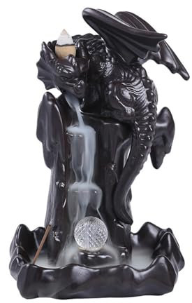 Imtrub Rückfluss-Räuchergefäß | Wasserfall-Keramik-Räucherstäbchenhalter mit Drachen-Räucherkegeln, perfekt für Zuhause, Duftdekoration, Aromatherapie-Ornament
