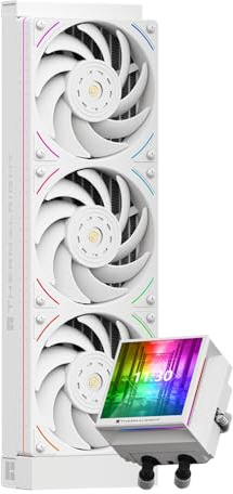 Thermalright Hyper Vision 360 UB ARGB White AIO CPU Liquid Cooler,for AM5/Intel LGA1851/1700,3.95in Magnet-Absorbent LCD Screen with 480x480 Resolution for Images,Magnetic Panel Screen-White