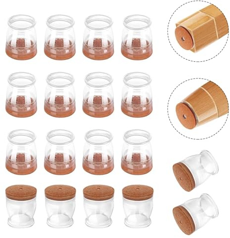 18pcs Chair Leg Floor Protectors, Silicone Chair Leg Covers, Chair Leg Caps with Wrapped Felt for Hardwood Floors Protectors, Furniture Leg Protectors Cap (Fit:13-23mm)