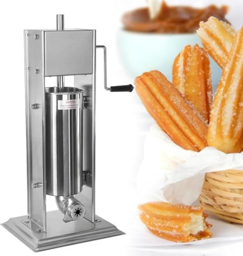 Gewerbliche Churro-Maschine, 3L/5L/7L Manuelle Churro-Maschine, 4 Düsen, Lateinamerikanische Fruchtmaschine Aus Edelstahl für Restaurants, Cafeterias, Bäckereien, Zuhause,7L
