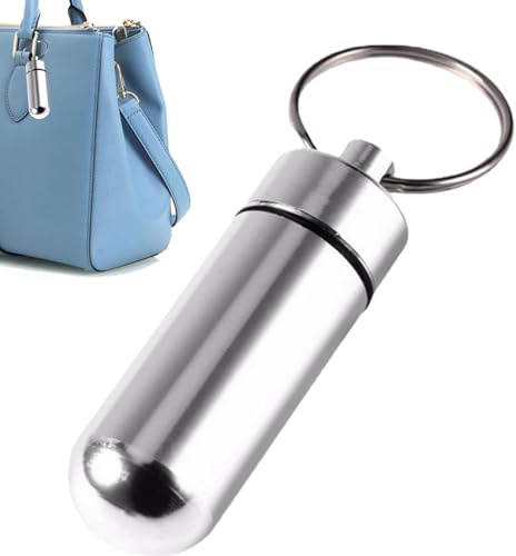 Pocket Pill Case Schlüsselanhänger - Kleine Pillendose Schlüsselanhänger | Tragbares Taschengeldbeutel-Pillenetui aus strapazierfähigem Metall, wasserdichter Schlüsselanhänger für bessere Organisation