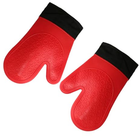 PRETYZOOM 2pcs Oven Mitts Fingers Grey Microwave Gloves Kitchen Oven Gloves Heat Resistant Pot Holder Double Insulated Mitts