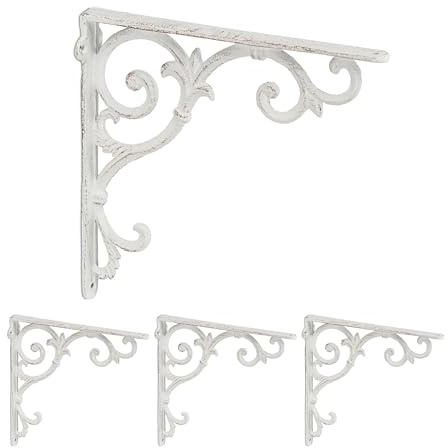 Relaxdays Regalwinkel, 4er Set, Gusseisen, antike Regalträger, Winkel Regalbretter, HxBxT: 24,5 x 4 x 24,5 cm, Farbwahl | Winkel Regalbretter, HxBxT: 24,5 x 4 x 24,5 cm
