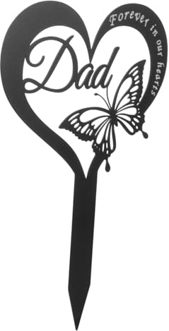 TOYANDONA Heart Shaped Memorial Stake for Cemetery Iron Grave Marker for Fathers Day Memorial Stone Metal Heart Shape