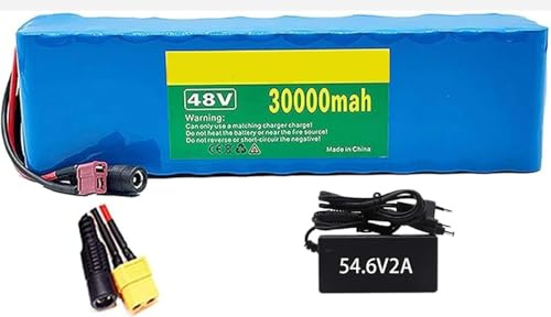 Ebike Batería 48V 13S3P Litio Pack 48V 30Ah E-Bike Bicicleta Eléctrica 30AH Baterías Recargables PVC Impermeable para 200W 500W 800W 1000W Scooter Motor con Charger