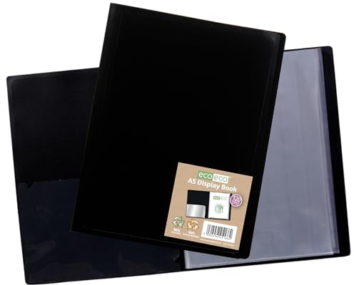eco-eco eco166 A5 100% recyceltes Buch mit 120 Taschen, flexibler Einband, Schwarz