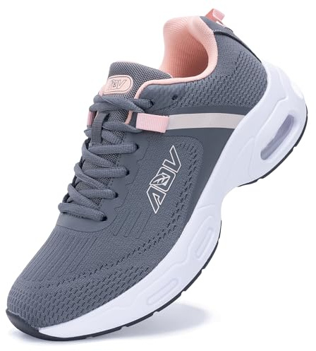 ZF ZEFUHER Women's Walking Shoes with Arch Support Orthotic Sneakers for Plantar Fasciitis Tennis Running Shoes Greypink US 9.5
