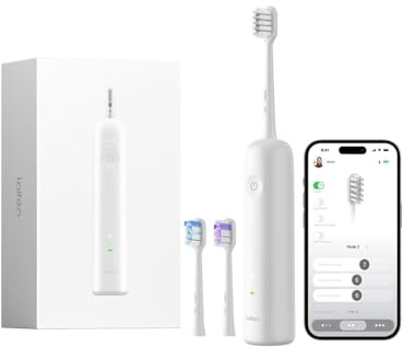 Laifen Wave elektrische Zahnbürste, Oszillation & Vibration Elektrische Schallzahnbürste für Erwachsene mit 3 Bürstenköpfen, IPX7 Wasserdicht Wiederaufladbar Reisezahnbürste (Superhelles Weiß)