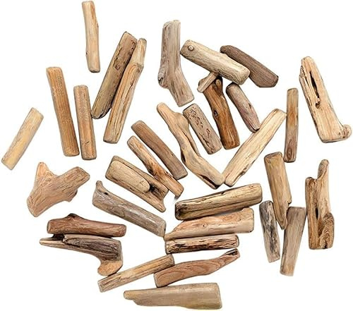 20 Pcs Natural Driftwood Pieces Branch Slices Craft Sticks Beach Decor for for DIY, Driftwood Pieces for Crafts Frames Wreath Surf Art Beach Decor, Craft Supplies