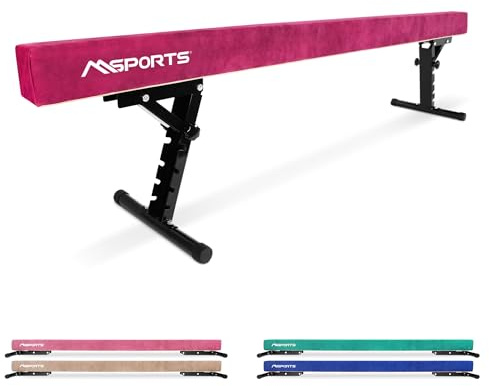 MSPORTS Schwebebalken Premium höhenverstellbar – 245 cm Balance Beam für Kinder & Erwachsene – 5-stufig höhenverstellbar (18–56 cm) – Turnbalken für Zuhause oder Verein – 5 Farben (Violett)