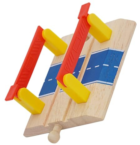 ZUNOXAZ Wooden Train Track Railway Barricade Accessories for Boys and Girls, Dual-post Track Barrier Model, Simulation Train Roadblock Toy for Railway Scene Play and Diy Model Railroads