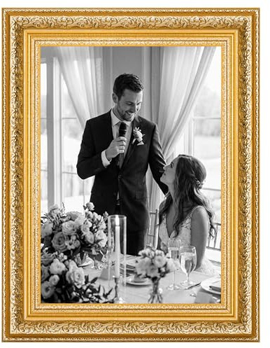 CABBEL Bilderrahmen LIA 21x30 cm Gold Hochglanz – Barock Vintage Rahmen im Antik Look – Fotorahmen für Fotos, Poster, Urkunden & Kunstwerke – Elegant & Dekorativ für Wohnzimmer, Galerie, Geschenkidee