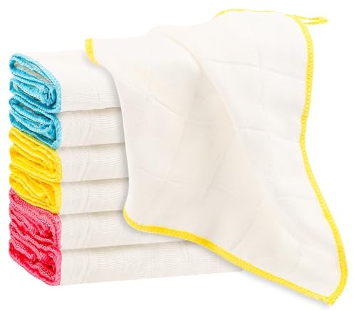 Lanjue Dish Cloths, 6 Pack Microfiber Kitchen Towels, 30 x 30 CM | Thick Microfibre, Absorbent for Water And Oil, Textured Weave, Reusable Cleaning Cloths with Hanging Loops