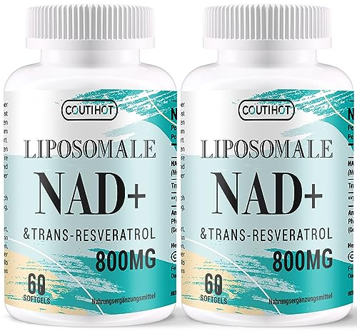 NAD+ Liposomal con Trans-Resveratrol | Alta concentración 800 mg por porción | 60 cápsulas blandas – Tecnología liposomal para una absorción eficiente y pureza premium (60 unidad (Paquete de 2))