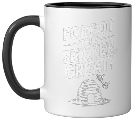 Forgot The Smoker - Funny Beekeeper Beekeeping Ceramic Mug, Black/White